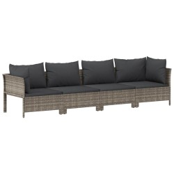 Salon de jardin 4 pièces avec coussins en polyrotin gris 555682555682