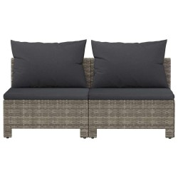Canapé de jardin 2 places avec coussins Gris Résine tressée 555683555683