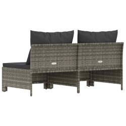 Canapé de jardin 2 places avec coussins Gris Résine tressée 555683555683