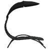 Chaise longue avec auvent noir 167x80x195 cm tissu et acier 555686555686