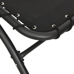 Chaise longue avec auvent noir 167x80x195 cm tissu et acier 555686555686