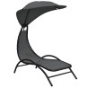Chaise longue et auvent gris foncé 167x80x195 cm tissu et acier 555687555687