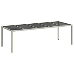 Table de jardin blanc 250x100x75 cm résine tressée verre trempé 555688555688