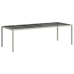 Table de jardin blanc 250x100x75 cm résine tressée verre trempé 555688555688