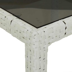 Table de jardin blanc 250x100x75 cm résine tressée verre trempé 555688555688