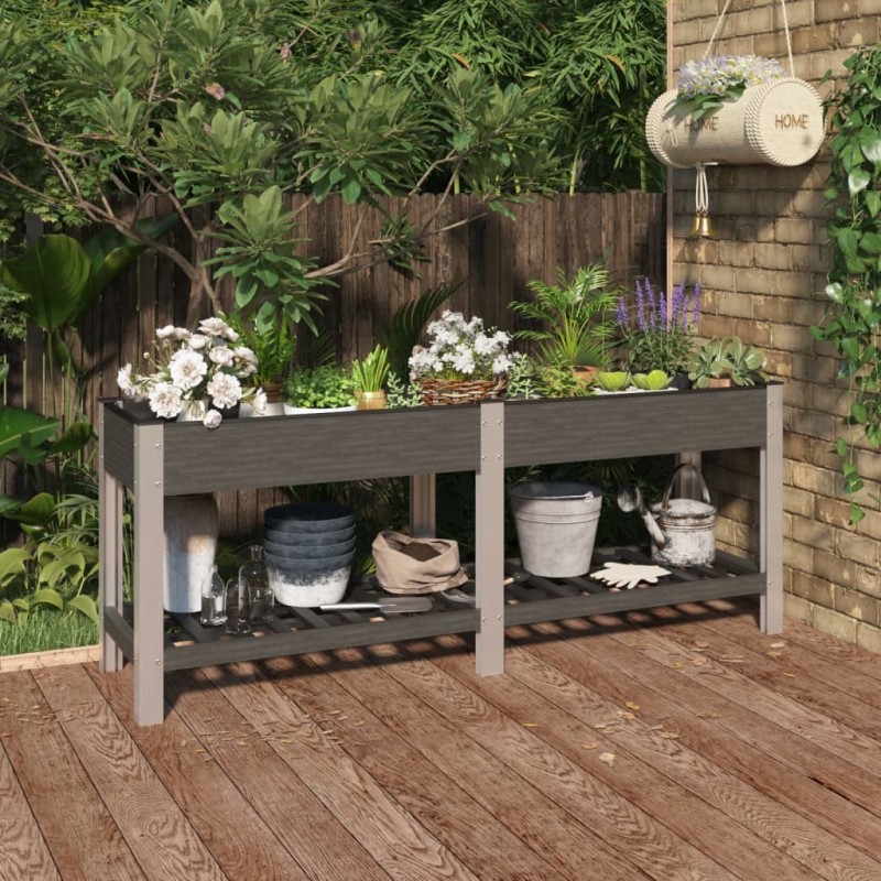 Lit surélevé de jardin avec étagère Gris 200x50x75 cm WPC 555690555690