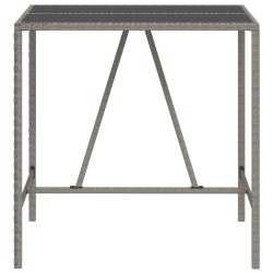 Table de bar et dessus en verre gris 110x70x110 cm poly rotin 555691555691