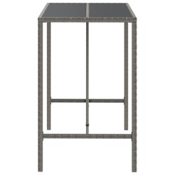 Table de bar et dessus en verre gris 110x70x110 cm poly rotin 555691555691