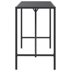 Table de bar et dessus en verre noir 180x70x110 cm poly rotin 555695555695