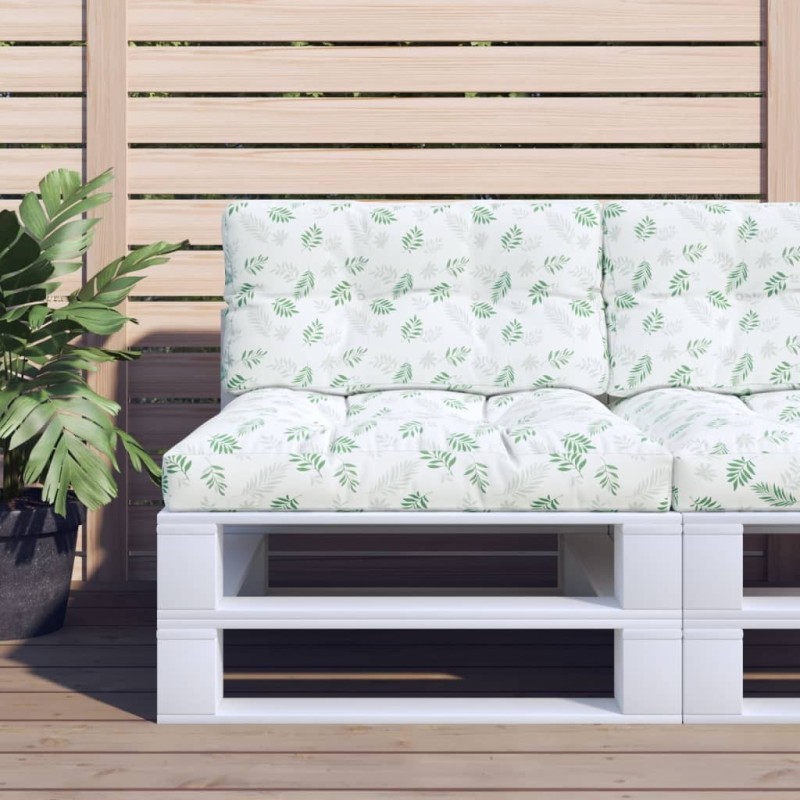 Coussin de palette motif de feuilles 80x40x12 cm tissu 555706555706