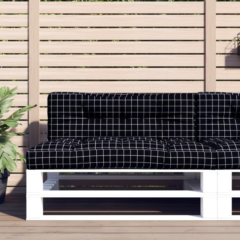Coussins de palette lot de 2 motif à carreaux noir tissu 555716555716