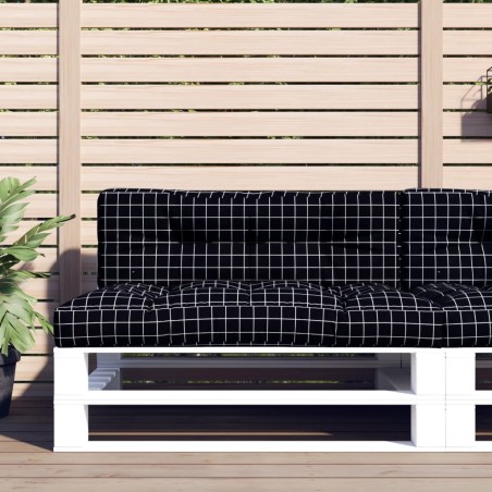Coussins de palette lot de 2 motif à carreaux noir tissu 555716555716