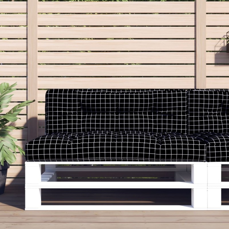 Coussin de palette motif à carreaux noir 120x40x12 cm tissu 555720555720