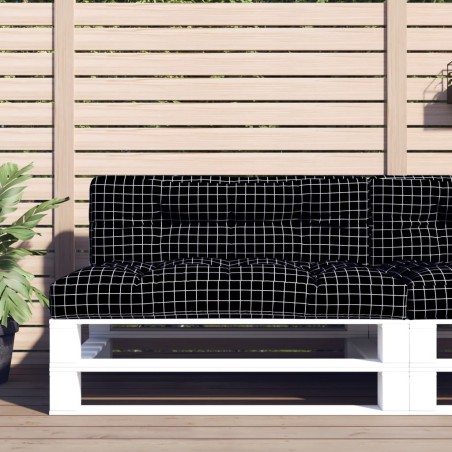 Coussin de palette motif à carreaux noir 120x40x12 cm tissu 555720555720