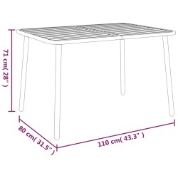 Table de jardin anthracite 110x80x71 cm acier 555735555735