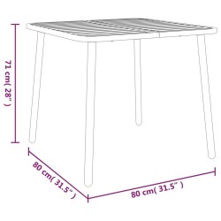 Table de jardin anthracite 80x80x71 cm acier 555742555742
