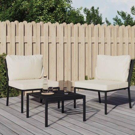 Chaises de jardin et coussins sable lot de 2 60x74x79 cm acier 555745555745