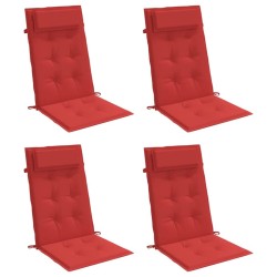 Coussins de chaise à dossier haut lot de 4 rouge tissu oxford 555748555748