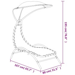 Chaise longue avec auvent crème 167x80x195 cm tissu et acier 555761555761