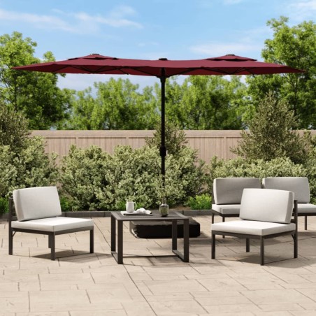 Parasol de jardin à double tête rouge bordeaux 316x145 cm 555777555777