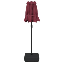 Parasol de jardin à double tête rouge bordeaux 316x145 cm 555777555777
