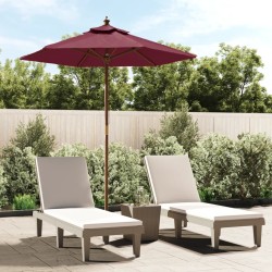 Parasol de jardin avec mât en bois rouge bordeaux 196x231 cm 555781555781