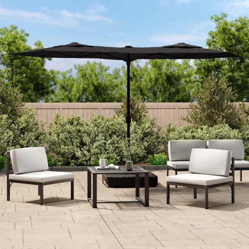 Parasol de jardin à double tête noir 316x145 cm 555784555784