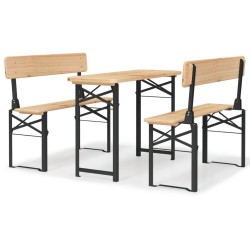 Ensemble de tables à bière pliantes 3 pcs bois massif de sapin 555785555785