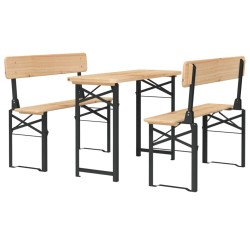 Ensemble de tables à bière pliantes 3 pcs bois massif de sapin 555785555785