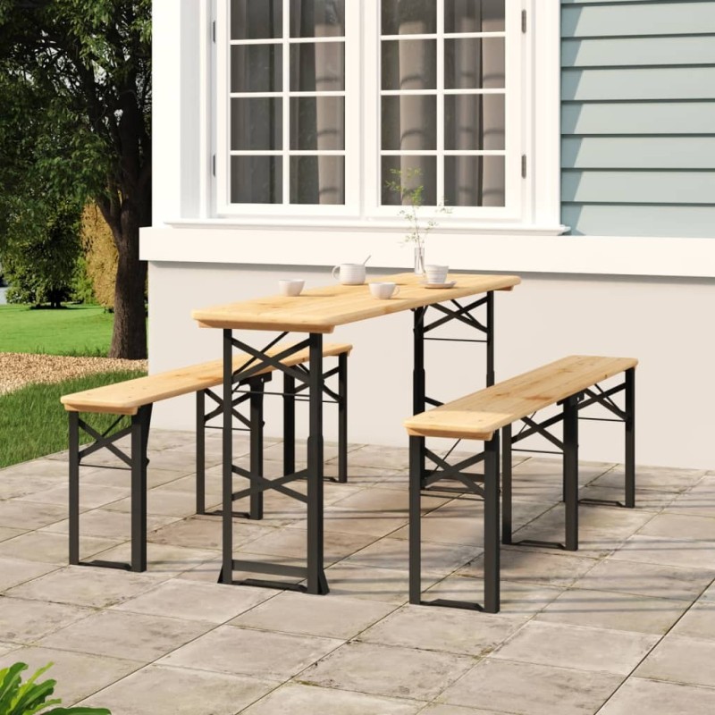 Table à bière pliable 170x50x75/105 cm bois massif de sapin 555786555786