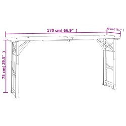 Table à bière pliable 170x50x75/105 cm bois massif de sapin 555786555786