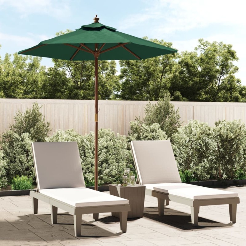 Parasol de jardin avec mât en bois vert 196x231 cm 555787555787