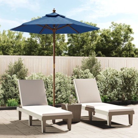 Parasol de jardin avec mât en bois bleu azuré 196x231 cm 555788555788
