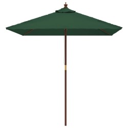 Parasol de jardin avec mât en bois vert 198x198x231 cm 555789555789