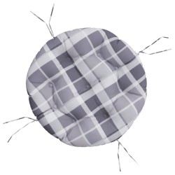 Coussin rond motif à carreaux gris Ø 60 x11 cm tissu oxford 555800555800