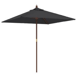 Parasol de jardin avec mât en bois noir 198x198x231 cm 555806555806