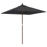 Parasol de jardin avec mât en bois noir 198x198x231 cm 555806555806