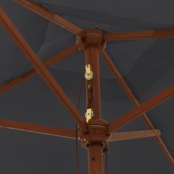 Parasol de jardin avec mât en bois noir 198x198x231 cm 555806555806