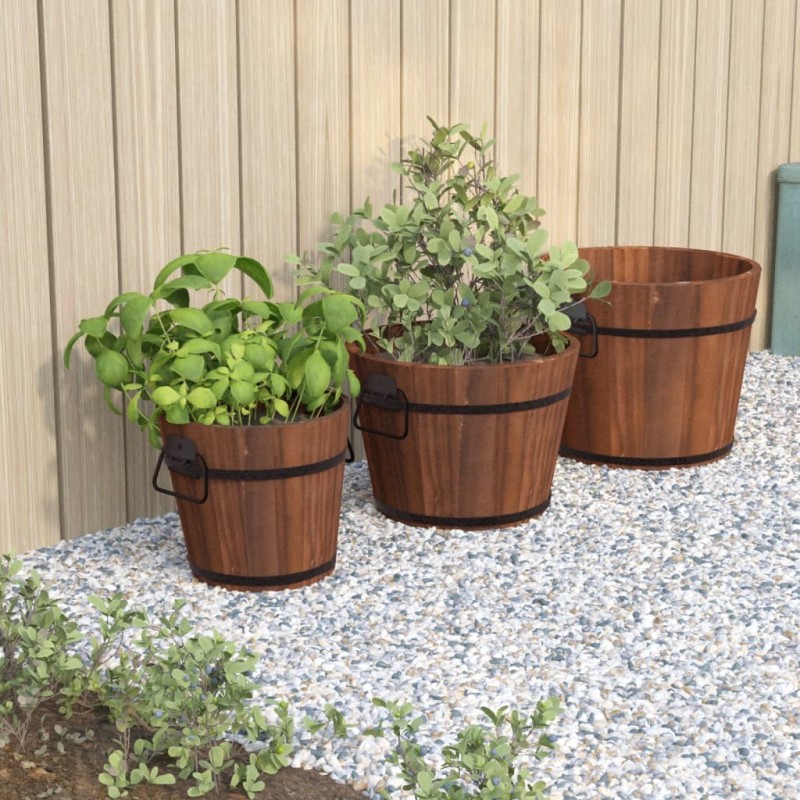 Ensemble de jardinière godet 3 pcs bois massif de sapin 555820555820