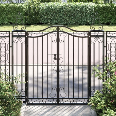 Portail de jardin noir 121x8x120 cm fer forgé  555823555823