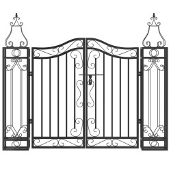 Portail de jardin noir 121x8x100 cm fer forgé  555831555831