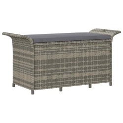 Banc de jardin avec coussin gris 116x46x57 cm résine tressée 555832555832