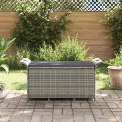 Banc de jardin avec coussin gris 116x46x57 cm résine tressée 555832555832