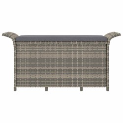 Banc de jardin avec coussin gris 116x46x57 cm résine tressée 555832555832