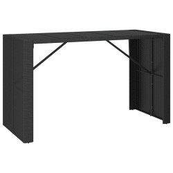 Table de bar et dessus en verre noir 185x80x110 cm poly rotin 555836555836