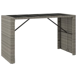 Table de bar et dessus en verre gris 185x80x110 cm poly rotin 555837555837