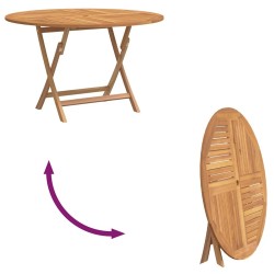 Table pliable de jardin Ø 110x75 cm bois massif de teck 555839555839
