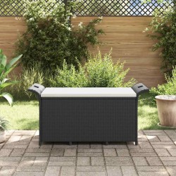 Banc de jardin avec coussin noir 116x46x57 cm résine tressée 555840555840