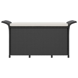 Banc de jardin avec coussin noir 116x46x57 cm résine tressée 555840555840