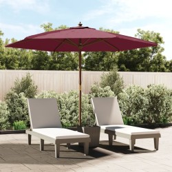 Parasol de jardin avec mât en bois rouge bordeaux 299x240 cm 555857555857